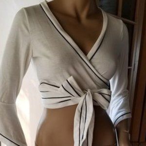Aibo Carla Cross Bandage Tie Waist  Wrap Crop Top